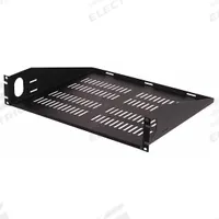 VIDEO MOUNT PRODUCTS Vented Rack Shelf: 2 u, Vented Shelf, 14 7/8 in Overall Dp, 3 1/2 in Overall Ht (MPN ER-S2UV). Key specifications — Brand: VIDEO MOUNT PRODUCTS; Color: Black; _Shelf Style: Vented.