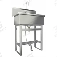 SANI-LAV Scrub Sink: 45 1/2 in Overall Ht, 28 in Bowl Lg, 10 1/2 in Bowl Dp, 2 gpm Flow Rate, 14 ga (MPN 532F1). Key specifications — Includes Side Splash: Side Splash Not Included; Brand: SANI-LAV.