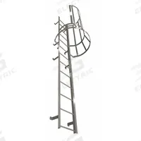 COTTERMAN Fixed Ladder with Safety Cage: 21 ft Overall Ht, 26 in Overall Wd, Steel, 22 Rungs (MPN M22SC L10 C1). Key specifications — Brand: COTTERMAN; Assembly: Assembled; Number of Sections: 4.