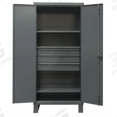 DURHAM MFG Storage Cabinet: 36 in x 24 in x 78 in, Swing Handle & Padlock Hasp - Industrial Shelf Cabinets with Drawers
