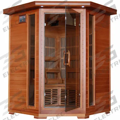 HEATWAVE Infrared Sauna: Corner, Cedar Wood, 3 Max Occupancy, 7 Heaters, 53 in Overall Lg - Infrared Corner Saunas