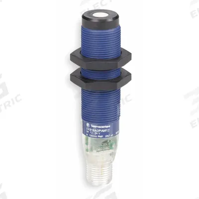 TELEMECANIQUE SENSORS Cylindrical Ultrasonic Sensor: 18 mm Dia, Built-in Connector, 4 - Pin M12 - Cylindrical Sensors with Built-in Connectors