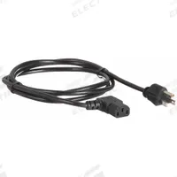 MONOPRICE PC Power Cord: 6 ft Lg, 3/18, 5-15P Plug, C13 Receptacle, SJT, PVC, 10 A Current, 125V AC (MPN 7676). Key specifications — Brand: MONOPRICE; Jacket Material: PVC.