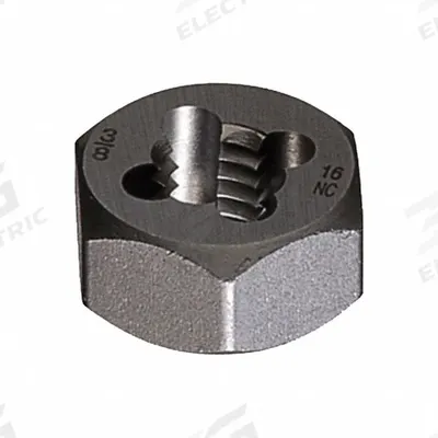 CHICAGO-LATROBE Hex Threading Die: M3x0.5 Metric, 5/8 in Hex Wd, Carbon Steel (MPN 404806) - Solid Hex Rethreading Dies