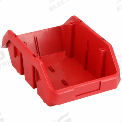 QUANTUM STORAGE SYSTEMS Cross-Stacking Bin: 8 3/8 in x 12 1/2 in x 5 in, Red - Cross-Stacking Plastic Bins