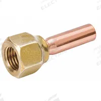 MUELLER Flare to Sweat Adapter: 1/4 in Female SAE Right-Hand, 1/4 in Male Sweat, Copper, 700 psi Max (MPN A 15725). Key specifications — Body Material: Copper; Brand: MUELLER.