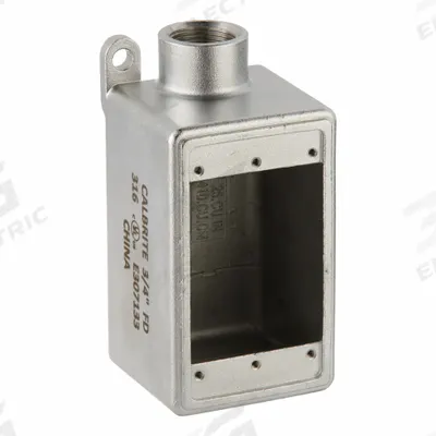 CALBRITE Electrical Box: Stainless Steel, Rectangular, 1 Gangs, 3/4 in Hub Size - Stainless Steel Weatherproof Electrical Boxes
