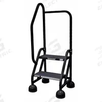 COTTERMAN Rolling Ladder: 1.5 ft Platform Ht, Partially Assembled, Steel, Wt-Actuated Auto-Lock (MPN ST-202 A2 C7 P5). Key specifications — Includes Handrails: Handrails Included; Material: Steel; Brand: COTTERMAN; Color: Black.