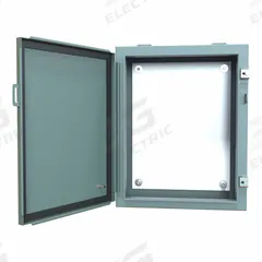 HAMMOND Electrical Enclosure: Steel, 20 in x 16 in x 6 in, NEMA 12/13, w/Panel, Solid Cover, Hinged (MPN 1418C6). Key specifications — Brand: HAMMOND; Closure Method: Clamps; Knockouts: Not Included.