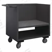 APPROVED VENDOR Raised-Platform Box Truck: 1,200 lb, 54 1/2 in L x 30 3/8 in W x 41 1/2 in H, Flat (MPN 3SLT-EX3048-2K-6PU-95). Key specifications — Material: Steel; Color: Gray; Brand: APPROVED VENDOR; Caster/Wheel Configuration: (2) Swivel.
