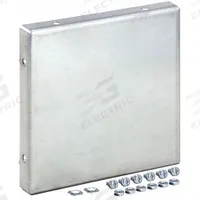 HOFFMAN Wireway Closure Plate: 8 in Wd, 8 in Ht, 14 ga Gauge, 1, Without Knockouts, Steel (MPN F88GCPNKGV). Key specifications — Brand: HOFFMAN; Finish: Galvanized; With/Without Knockouts - Broad: No.
