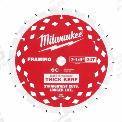 MILWAUKEE Circular Saw Blade: 7 1/4 in Blade Dia., 24 Teeth, 0.07 in Cut Wd - Wood-Cutting Blades