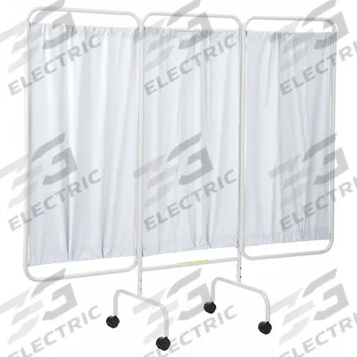 R&B WIRE PRODUCTS Privacy Screen: 3 Panels, Vinyl, White - Rolling Privacy Screens