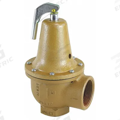 Watts Pressure Relief Valve: FNPTF x FNPTF, 2 in x 2 1/2 in, Iron - ASME Section XIII Hot Water Pressure Relief Valves