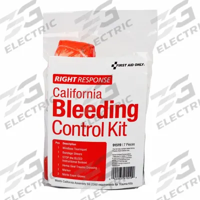 FIRST AID ONLY Bleeding Control Kit: Plastic Bag, 1 People Served, 7 Components - Bleeding Control Kits