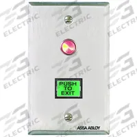 SECURITRON Exit Push Button: 4 1/2 in Ht, 5/8 in Dp, 2 3/4 in Wd, Black, Black – Stainless Steel (MPN PB3EAR). Key specifications — Color: Black; Product Type: Exit Push Button; Brand: SECURITRON.