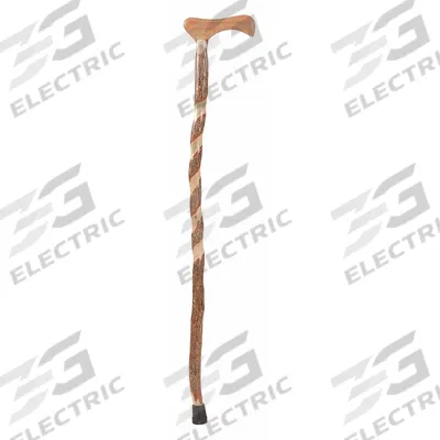 DMI Walking Cane: Walking Cane, Std, Single, Wood, Rubber Bottom Tip, 37 in - Single-Tip Canes