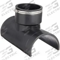 FERNCO Flexible Tap Saddle Tee: PVC, For 6 in Pipe, Iron/PVC, 15 5/32 in Overall Lg, Drain/Vent (MPN TST-6). Key specifications — For Location: Below Ground; For Pipe Material: Iron; Brand: FERNCO; Clamp Material: Stainless Steel; Pipe Fitting Material: PVC.