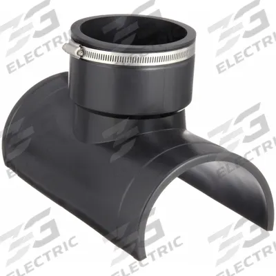 FERNCO Flexible Tap Saddle Tee: PVC, For 6 in Pipe, Iron/PVC, 15 5/32 in Overall Lg - Tap Saddle Flexible Pipe Fittings