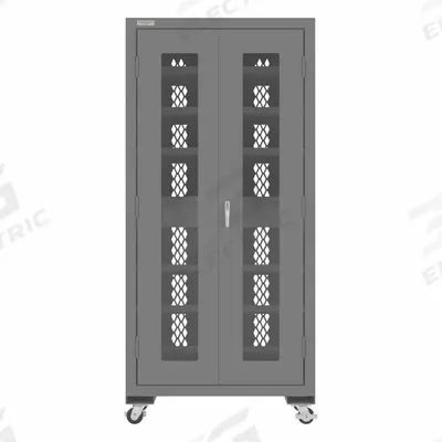 DURHAM MFG Charging Cabinet: 36 in x 24 in x 78 in, & Keyed, Gray, Assembled - Charging Cabinets with Power Outlets
