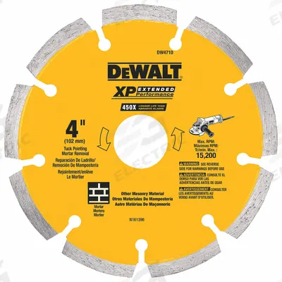 DEWALT Diamond Saw Blade: 4 in Blade Dia., 5/8 in Arbor Size, Dry - Multi-Material Blades