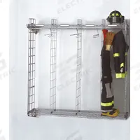 GROVES Turnout Gear Storage Rack: Wall Mount, 1 Sides, 10 Compartments, Zinc Chromate, Chrome (MPN NTWM-10/18). Key specifications — Material: Zinc Chromate; Brand: GROVES; Color: Chrome.