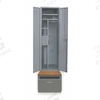 HALLOWELL Wardrobe Locker: 24 in x 24 in x 90 in, Steel, Includes Footlocker, 5 Shelves, Gray (MPN HERL442-1B-G-HG). Key specifications — Locker Door Type: Louvered; Includes Hanging Rod: Yes; Security Box Location: Left Side; Locker Color: Gray; Frame Assembled: Assembled; Locker Finish: Galvanneal; Locker Material: Steel; Includes Footlocker: Yes.