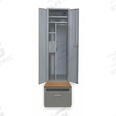 HALLOWELL Wardrobe Locker: 24 in x 24 in x 90 in, Steel, Includes Footlocker, 5 Shelves - Modular Solid Metal Gear Lockers