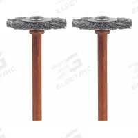 DREMEL Rotary Tool Brush: 3/4 in Brush Dia, Wheel Brush, Straight, Mounted, Stainless Steel, 2 PK (MPN 530-02). Key specifications — attr1097267: DREMEL; attr1097272: Mounted; attr1097273: Wheel Brush; attr1097274: Straight.