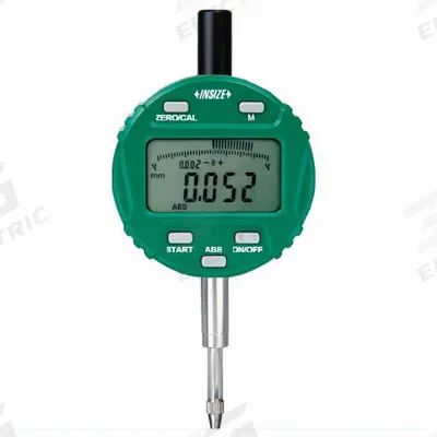 INSIZE Digital Indicator: 0 in to 0.5 in /0 mm to 12.7 mm, Inch/Metric, +/- 0.0015 in Accuracy - Back-Plunger Digital Indicators with Flat Back