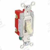 HUBBELL Wall Switch: Toggle Switch, Double Pole, Maintained, Ivory, 120/277V AC, 20 A (MPN HBL1222I). Key specifications