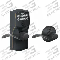SCHLAGE RESIDENTIAL Electronic Keyless Lock: Keypad, Bronze (MPN FE575 CAM716ACC). Key specifications — Product Type: Electronic Keyless Lock; Manufacturer Part Number: FE575 CAM716ACC; Access Method: Keypad; Key Override Options: 5 Pin Tumbler C Keyway.