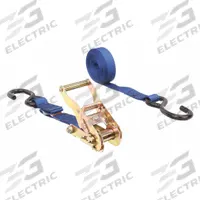 LIFT-ALL Motorcycle Tie Down Strap: 1 in Overall Wd, 12 ft Overall Lg, Blue, Polyester, S-Hook (MPN 9004016). Key specifications — Adjustment Type: Ratchet; Product Type: Motorcycle Tie Down; End Type: S-Hook; Color: Blue; End Material: Steel; Tie Down Material: Polyester; Brand: LIFT-ALL.