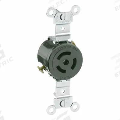 LEVITON Locking Receptacle: Non-NEMA, Black, 125/250V AC, 10 A_15 A Current Rating - General Purpose Receptacles