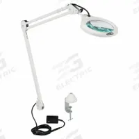 VISION-LUXO Round Magnifier Light: LED, 1.75x, 3 Diopter, 700 lm Max Brightness, 45 in Arm Reach (MPN LFG028214). Key specifications — Arm Material: Die-Cast Aluminum; Brand: VISION-LUXO; Magnification: 1.75x; ESD Safe: No; Lens Material: Glass; Lighting Technology: LED; Operating Voltage: 120V AC; Includes Ultraviolet Light: No.
