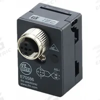 IFM Flat Cable IDC Connector: AS-i Flat Cable to M12, T-Style, Industrial Applications, IP67, E70586. Key specifications — Connector Style: T-Style; IP Rating: IP67; Convert From: AS-i Flat Cable; Convert To: M12; Brand: IFM.