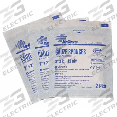 MEDSOURCE Sterile Gauze Sponges: 2 in Dressing Lg, 2 in Dressing Wd, Gauze, Sterile - First Aid Sponges