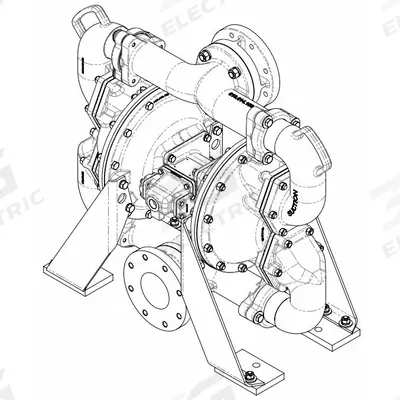 SANDPIPER Air Operated Double Diaphragm Pump: Aluminum Body, 4 in, Flange Connection - Aluminum Housing AODD Pumps