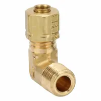 PARKER Compression Fitting Elbow: 3/16 in OD x 1/8 in Pipe Fitting Size, Compression x MNPT, Brass (MPN 169CA-3-2). Key specifications — Brand: PARKER.