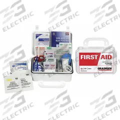 FIRST AID ONLY First Aid Kit and Housing: 72 Components, ANSI/ISEA Z308.1-2015, Type III, Class A (MPN 54564). Key specifications — ANSI Standard Met: ANSI/ISEA Z308.1-2015; Adhesive Bandages Included: (17) Bandages; Oral and Inhalant Medicinals Included: (6) Non-Aspirin Pain Relievers; Topical Medicinals Included: (6) Sting Relief Wipes; Wound Dressings Included: Cold Pack; Unitized: Bulk.