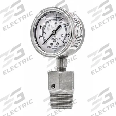 PIC GAUGES Pressure Gauge with Diaphragm Seal: 0 psi to 160 psi, 301L/5JJJ, 2 1/2 in Dial - Dial Pressure Gauges with 316 SS Male-Threaded Mini-Seal