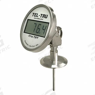 TEL-TRU Digital Thermometer: -60°C to 400°C - Adjustable-Angle Sanitary Clamp Digital Thermometers