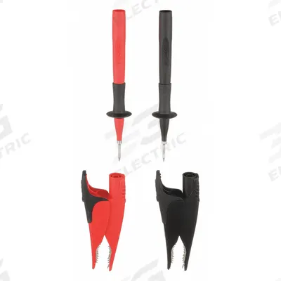 FLUKE Test Lead Kit: CAT III 1000V/CAT IV 600V, Alligator Clip/Std Probe - Combination Test Clips & Probes