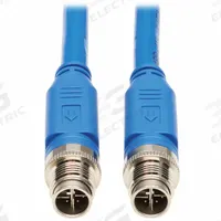EATON TRIPP LITE Ethernet Cable: 16.4 ft Lg, X Coding, M12 Male Straight x M12 Male Straight, PoE++ (MPN NM12-6A1-05M-BL). Key specifications — Brand: EATON TRIPP LITE; Cable Jacket Color: Blue; End 1 Coding: X; End 2 Coding: X; IP Rating: IP68; Performance Category: Cat6a; Power over Ethernet (PoE): PoE++.
