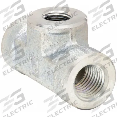 PARKER Metal Pipe Tee: Tee, Steel, 1/4 in x 1/4 in x 1/8 in - Hydraulic Threaded Extreme-Pressure Pipe Fittings
