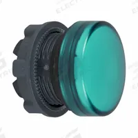 SCHNEIDER ELECTRIC Pilot Light Head: 22 mm Panel Mounting Hole Dia, Green, Smooth, XB5 Series (MPN ZB5AV03). Key specifications — Brand: SCHNEIDER; Compatible Lamp Module Type: BA9 Lamp Module; Compatible with Series: XB5.