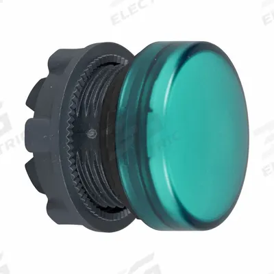 SCHNEIDER Pilot Light Head: 22 mm Panel Mounting Hole Dia, Green, Smooth - Pilot-Light Heads