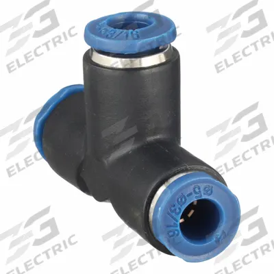 AIGNEP USA Push-Fit Tee Fitting: 3/16 in OD x 3/16 in OD x 3/16 in OD Size, Nylon - Nylon & Nickel-Plated Brass Tube Fittings