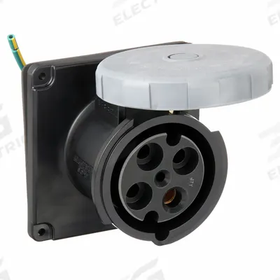 HUBBELL Pin and Sleeve Receptacle: Black, 600V AC, Three Phase, 100 A, 3 Pole, 4 Wire - Watertight Receptacles