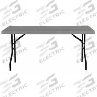 ICEBERG Folding Table: Rectangle Table Shape, Charcoal Tabletop, 18 in Dp, 72 in Wd, 29 in, Beveled (MPN 65577). Key specifications — attr1035217: Silver; attr1035250: Charcoal; attr1035202: ICEBERG.
